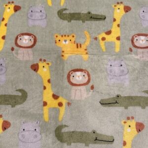 Parent's Choice Safari Baby Blanket Green Giraffe Lion Hippo Alligator 30x36
